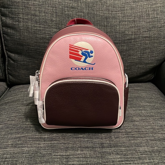 Coach Mini Court Backpack In Colorblock With Ski Speed Graphic - Picture 2 of 8